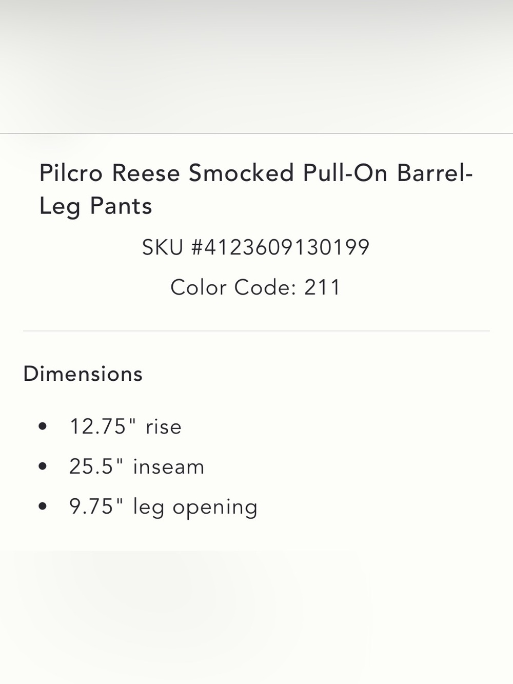 NWT Pilcro Reese Smocked Pull-On Barrel- Leg Pants - XS (can fit up) - Picture 7 of 10